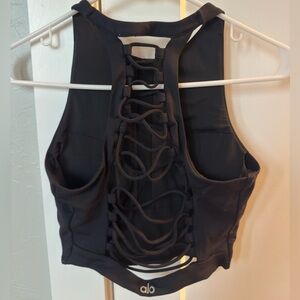 ALO yoga black crop tank, size small!